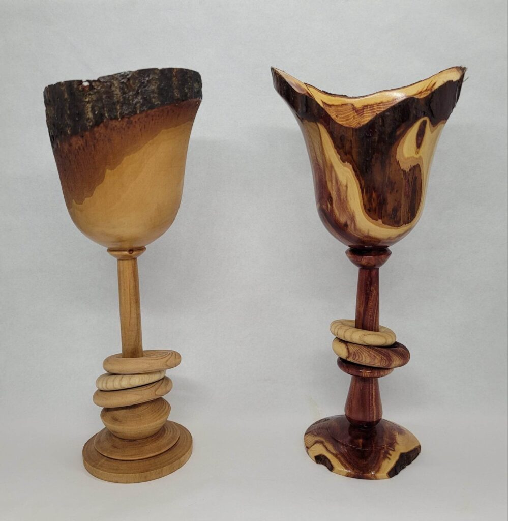 IRD Turning a living Edge Goblet with Captive Rings Kade Bolger