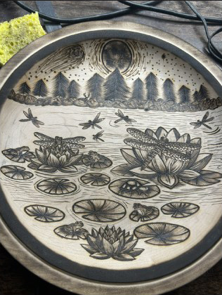 Lily pads burned plate