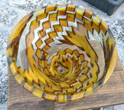 Segmented resin, orange wood and walnut planter By Jason Fort