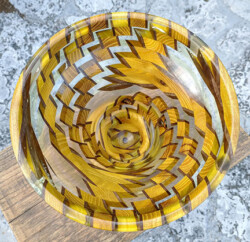 Segmented resin, orange wood and walnut planter By Jason Fort