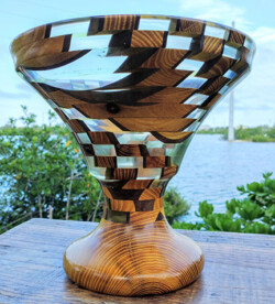 Segmented resin, orange wood and walnut planter By Jason Fort
