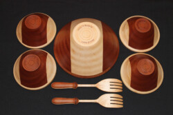 Segmented bowls and fork by Jim Duxbury