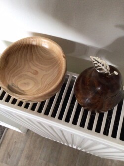 Wooden bowl and pear by Gordon Askew