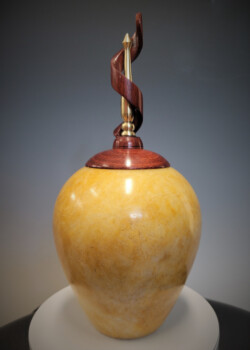 Alabaster Bloodwood Brass Urn by Tom Kenny